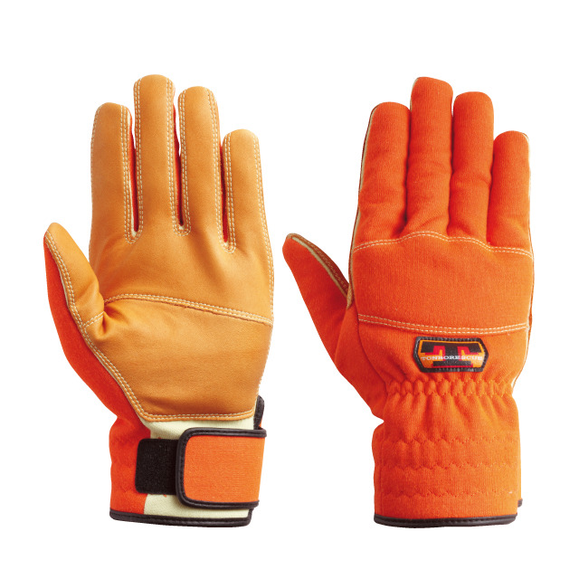 トンボ 牛革製手袋 ホワイト×オレンジ C-308R LL   1点